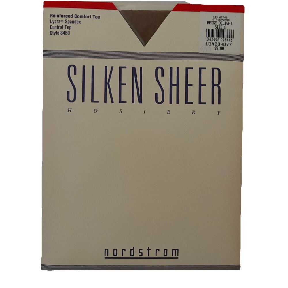 VTG 90’s Nordstrom Pantyhose SIZE D Beige Delight Silken Sheer Control Top NOS